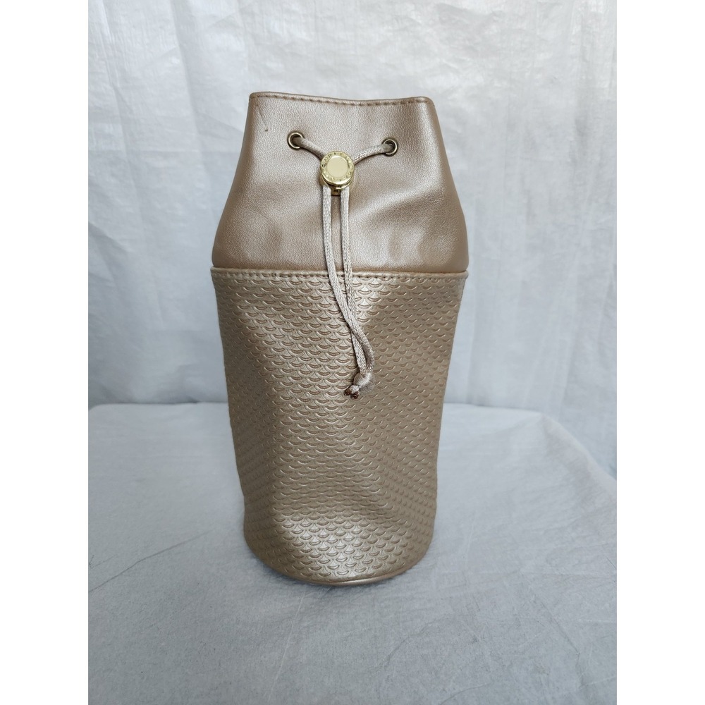 BVLGARI Travel Cosmetics Bag Drawstring Pouch Pearl Gold Makeup Bucket Emirates